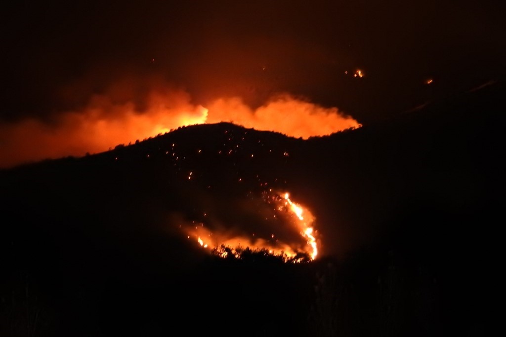 Fires in Armenia glowing in the night sky