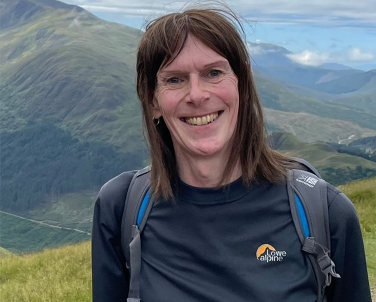 Catherine Barnard standing on Ben Nevis