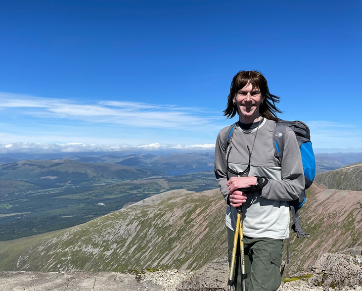 Catherine Barnard hiking on Ben Nevis
